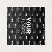 Uw Logo & achtergrond die Logo herhalen | Zwart Wandkleed (Voorkant (horizontaal))