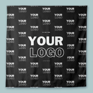 Uw Logo & achtergrond die Logo herhalen   Zwart Wandkleed