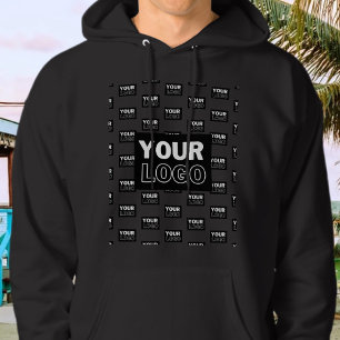 Uw Logo & Achtergrond Herhalend Logo   Zwart Hoodie