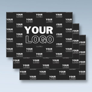 Uw Logo & Achtergrond Herhalend Logo   Zwart Inpakpapier Vel
