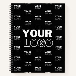 Uw Logo & Achtergrond Herhalend Logo   Zwart Notitieboek