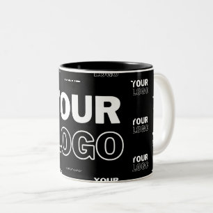 Uw Logo & Achtergrond Herhalend Logo   Zwart Tweekleurige Koffiemok