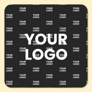 Uw Logo & Achtergrond Herhalend Logo Zwart Vierkante Sticker