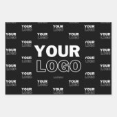 Uw Logo & Achtergrond Herhalende Logo | Zwart Inpakpapier Vel (Voorkant 3)