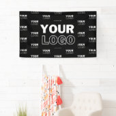 Uw Logo & Achtergrond Herhalende Logo | Zwart Spandoek (Insitu)