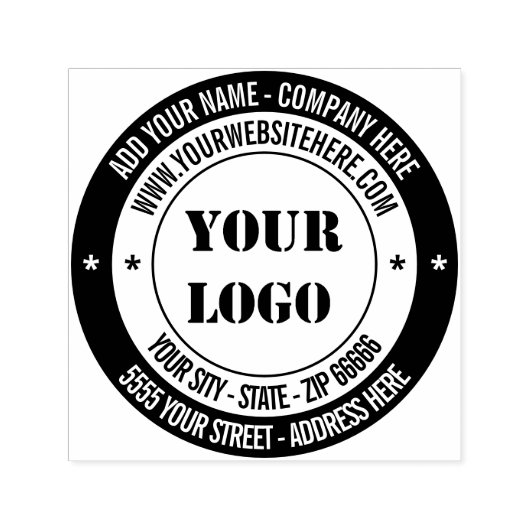 Uw Logo Adresnaam Website Ronde Kleur Stempel (Design)