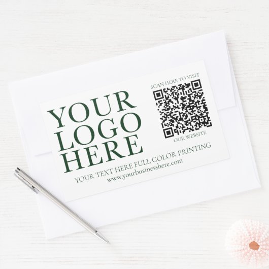 Uw Logo Afbeelding Bedrijf QR-code Rechthoekige Sticker (Envelop)