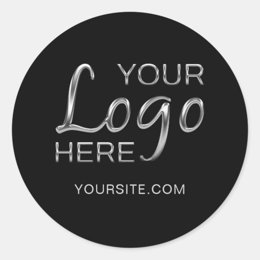 Uw logo-afbeelding en tekst zwart ronde sticker (Voorkant)