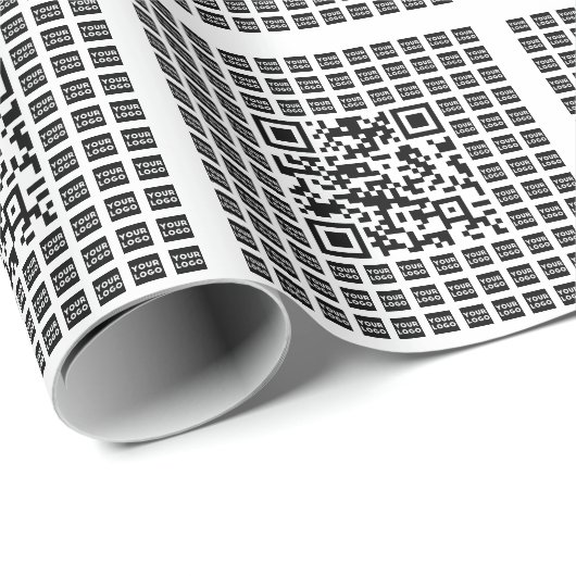 Uw logo/afbeelding getegeld en bewerkbare QR-code  Cadeaupapier (Rol Hoek)