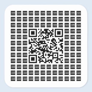 Uw logo/afbeelding getegeld en bewerkbare scanbare vierkante sticker