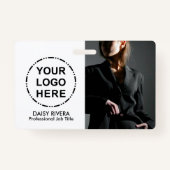 Uw Logo & Afbeelding Minimalistische moderne QR-co Badge (Voorkant)