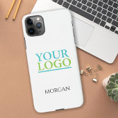 Uw Logo/Art/Foto, DIY Black-naam op wit iPhone Hoesje