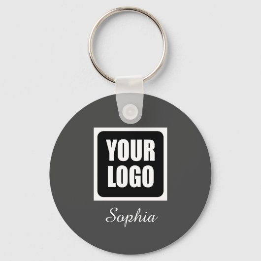 Uw Logo/Art/Foto, DIY Script Name, Dark Grey Sleutelhanger (Voorkant)