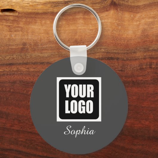 Uw Logo/Art/Foto, DIY Script Name, Dark Grey Sleutelhanger (Voorkant)