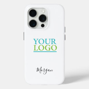 Uw Logo/Art/Foto, noem Zwart Manuscript, Wit iPhone 15 Pro Case