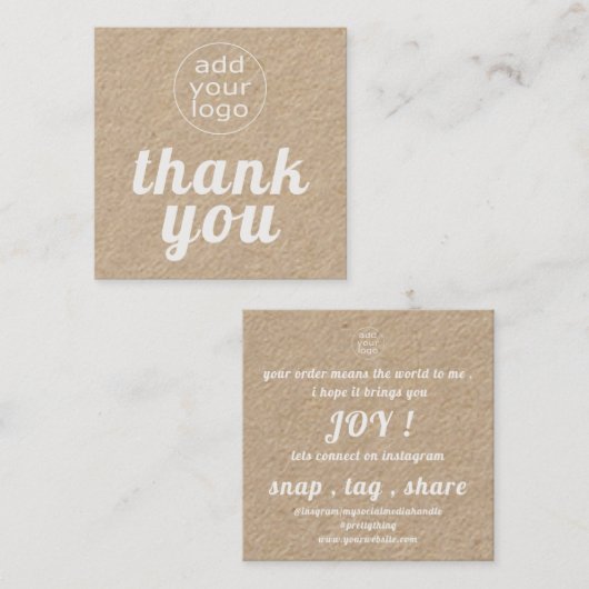 Uw logo bedankt u voor uw zakelijke toevoeging vierkante visitekaartje (Voorkant / Achterkant)