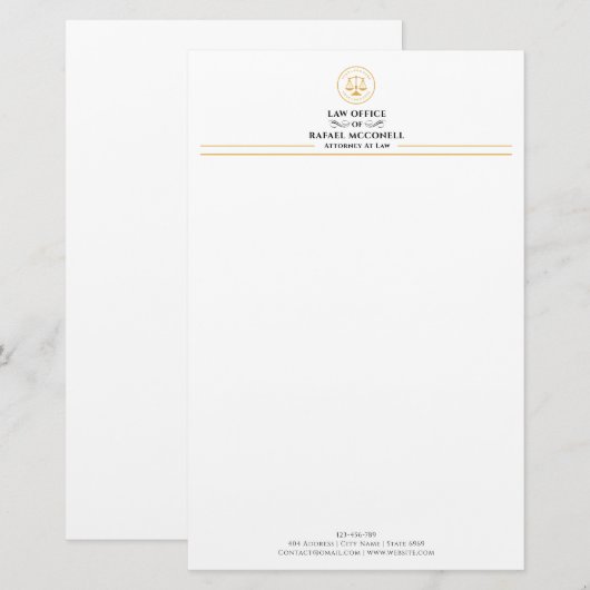 Uw Logo-bedrijf | Advocaat Briefpapier (Voorkant / Achterkant)