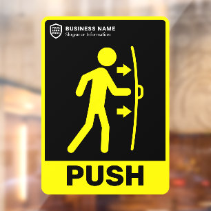 Uw Logo-bedrijf   Duw om de deur te openen Raamsticker