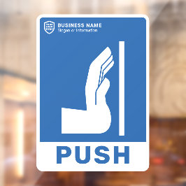 Uw Logo-bedrijf | Duw om de deur te openen Raamsticker