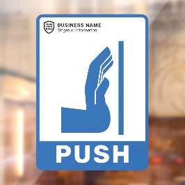 Uw Logo-bedrijf | Duw om de deur te openen Raamsticker