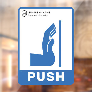 Uw Logo-bedrijf   Duw om de deur te openen Raamsticker
