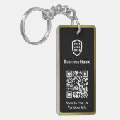 Uw Logo bedrijf | QR-code Moderne goudgrens Sleutelhanger (Voorkant Links)