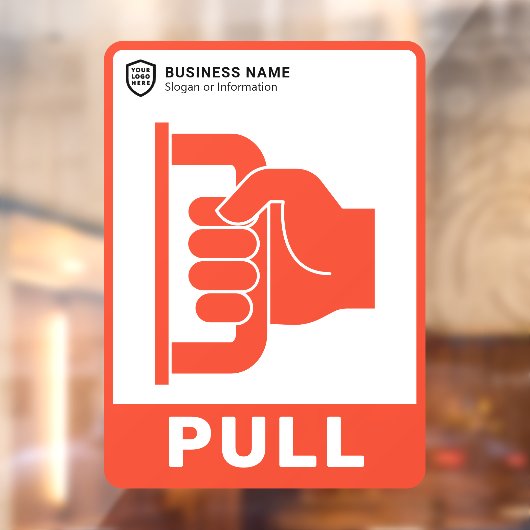 Uw Logo-bedrijf | Trek aan de deur Raamsticker (Vel 2)