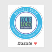 Uw Logo, bedrijfsnaam, adres, blauwe cirkel Sticker (Vel)