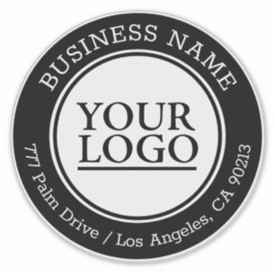 Uw Logo, bedrijfsnaam, adres, zwart-wit Sticker