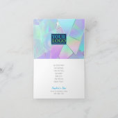 Uw Logo, bedrijfsnaam, Blauwgroen & Paarse irisere Bedankkaart (Binnen)