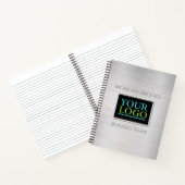 Uw Logo, Bedrijfsnaam Brushed Steel & Black Notitieboek (Binnen)
