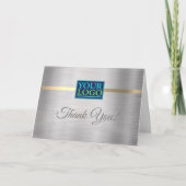 Uw Logo, Bedrijfsnaam, Geborsteld Zilver & Goud Bedankkaart (Voorkant)