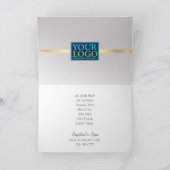 Uw Logo Bedrijfsnaam, Gold Stripe Grey Gradient Bedankkaart (Binnen)