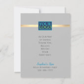 Uw Logo, bedrijfsnaam, goudstreep, lichtgrijs Bedankkaart (Achterkant)