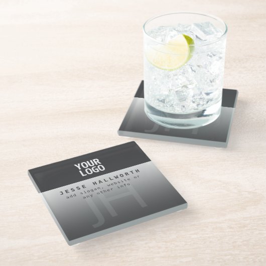 Uw Logo, bedrijfsnaam & monogram Glazen Onderzetter (Schuin)