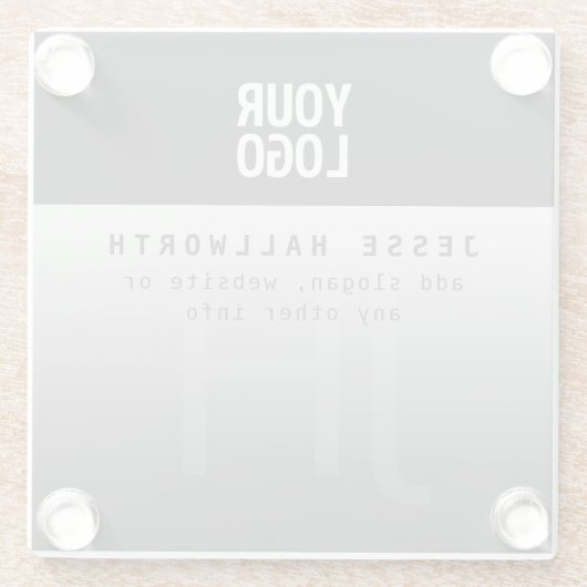 Uw Logo, bedrijfsnaam & monogram Glazen Onderzetter (Achterkant)