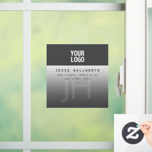 Uw logo, bedrijfsnaam & monogram  raamsticker (Huis)