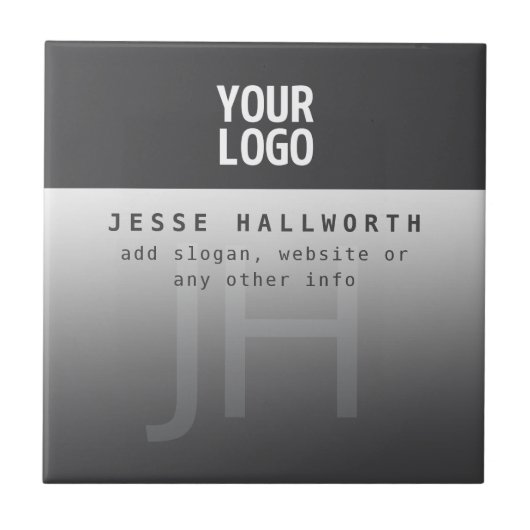 Uw Logo, bedrijfsnaam & monogram Tegeltje (Voorkant)