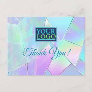 Uw Logo, Bedrijfsnaam, Teal & Paarse Iridescent Briefkaart
