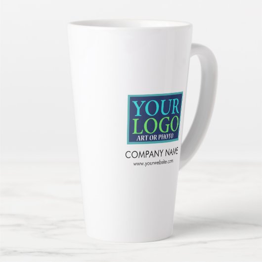 Uw Logo, bedrijfsnaam & website Promo Latte Mok (Rechterhoek)