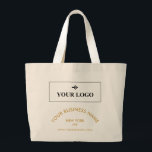 Uw Logo Bedrijfsnaam Website Promotioneel Grote Tote Bag<br><div class="desc">Promotionele canvas tas voor uw kleine bedrijf afgedrukt met uw logo,  en in goudgeel,  uw bedrijfsnaam (of uw service) in een boog boven uw locatie en uw website. Gedrukt aan beide zijden!</div>