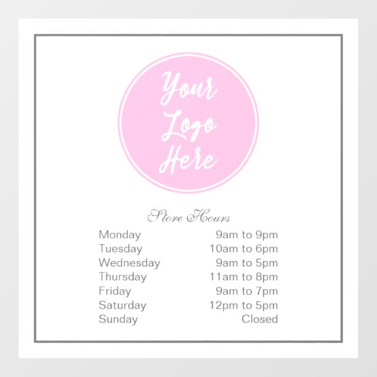 Uw logo Bedrijfsuren Raamsticker (Vel)