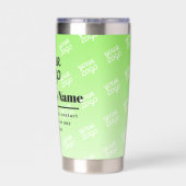 Uw Logo + betegelde Logo achtergrond & bewerkbare  Geïsoleerde Drinkbeker (Achterkant)