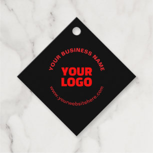 Uw logo & bewerkbare cirkelvormige tekst, rood of bedankjes labels