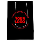 Uw logo & bewerkbare cirkelvormige tekst, rood of  medium cadeauzakje (Achterkant)