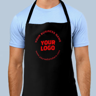 Uw logo & bewerkbare cirkelvormige tekst, rood of schort