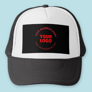 Uw logo & bewerkbare cirkelvormige tekst, rood of trucker pet