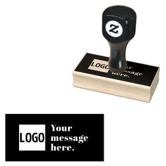 Uw Logo & Bewerkbare Retro Tekst Rubberstempel (Gestempeld)