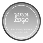 Uw Logo & bewerkbare tekst | Donkergrijs Ombre Hockey Puck (Voorkant)