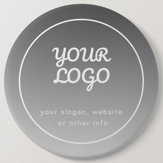 Uw Logo & bewerkbare tekst | Donkergrijs Ombre Ronde Button 6,0 Cm (Voorkant)